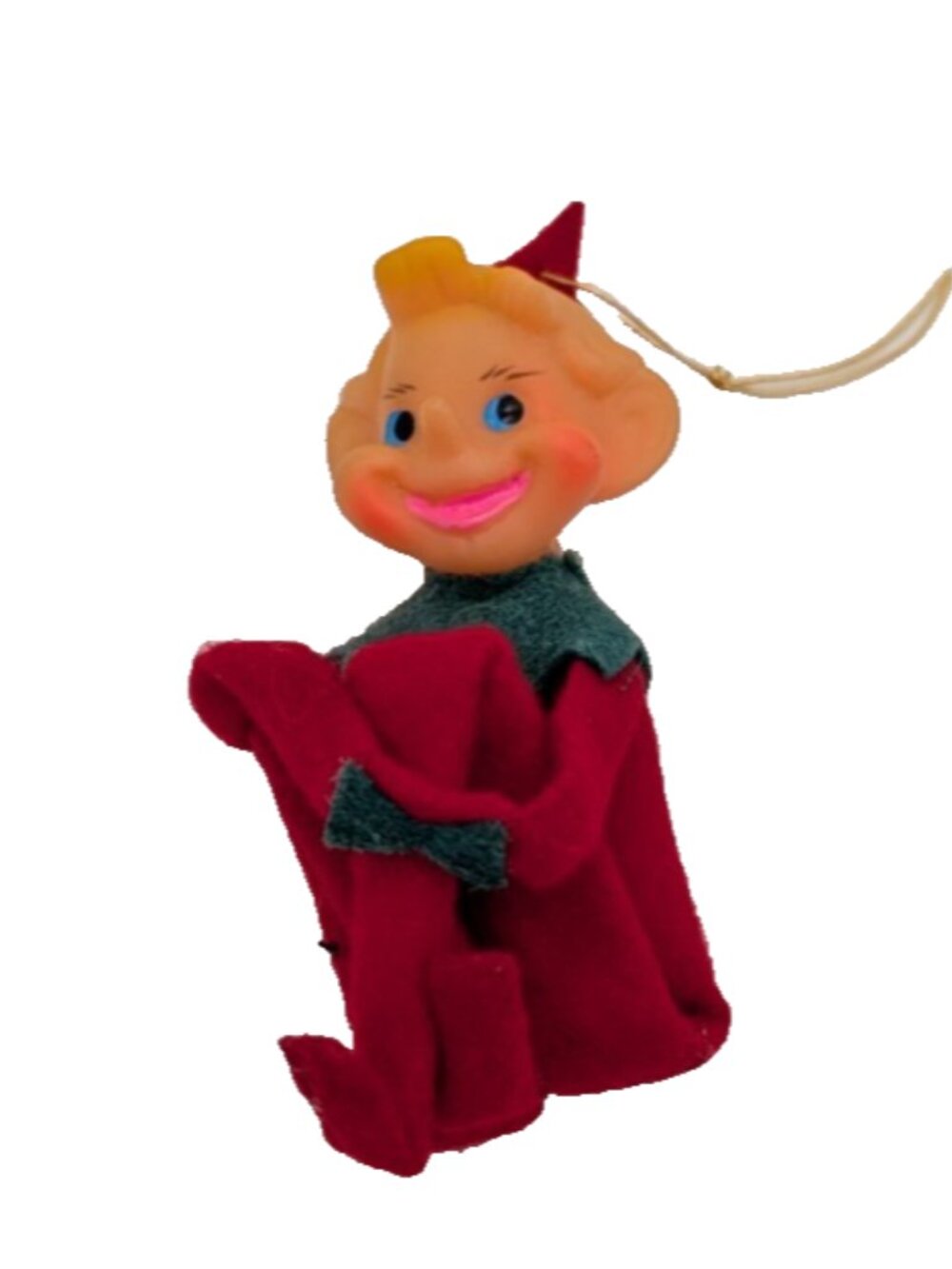 Vintage Japan Pixie Elf Knee Hugger Felt Ornament Christmas MCM 4.5" Kitschy #A